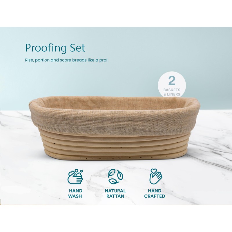 Kook Banneton Bread Proofing Set, Artisan Sourdough Bread Making Kit,
