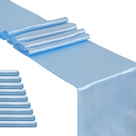 Baby Blue Table Runners Packs of 10 Wedding Table Cover 12x108 Inches Silk Satin Fabric Long Smooth Party Table Runner for Banquets Baby Shower Decorations
