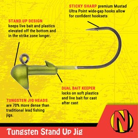 Northland Tackle Tungsten Stand Up Jig Heads, 2 Packs, Walleye, 1/16 Oz Size for Walleye, Bass, & Crappie