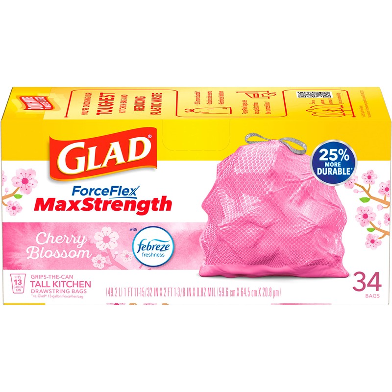 Glad Glad ForceFlex MaxStrength Tall Kitchen Trash Bags, 13 Gal,