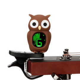 Easy Control Electric Violin Clip on Tuner Cute Owl Cartoon Acoustic Guitar Tuner, Brown