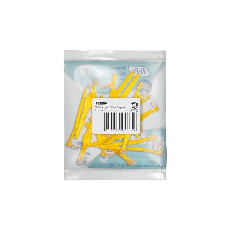 TePe Interdental Brush Angle, Yellow, 0.7mm/ISO 4, 20pcs, Plaque Remover,