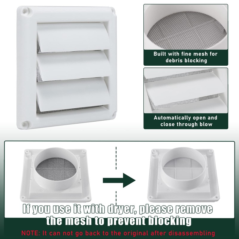 Flehomo Dryer Vent Window Kit, Include Dryer Vent Cover with