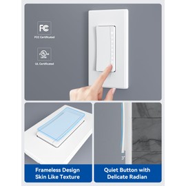 ELEGRP Single Pole Smart Dimmer Light Switch DPR10, 2.4GHz Wi-Fi Dimmer Switch Compatible with Alexa and Google Assistant, Needs Neutral Wire, No Hub Required, UL and FCC Listed, White, 4 Pack