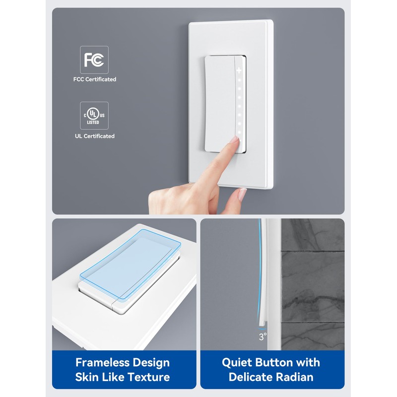 ELEGRP Single Pole Smart Dimmer Light Switch DPR10, 2.4GHz Wi-Fi