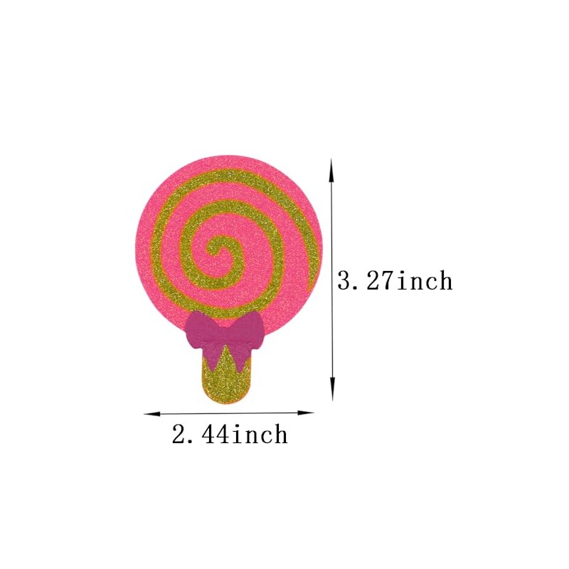 Celamirio Lollipop Stickers Glitter Disposable Nipple Pasties 2 Pairs Orange