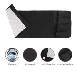 LYNKO Sofa Chair Couch Armrest Organizer, 5 Pockets Anti-Slip Armchair Storage Bag, Fits For Tablet, Phone, Pad, Book, Magazines, TV Remote Control (Black)