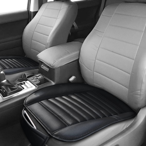 Tirol Car Seat Cushion Driver Leather Pad Front Anti-Slip Black