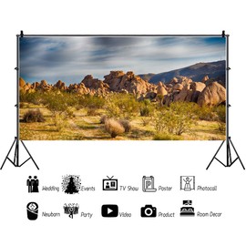 Laeacco Dusk Gobi Desert Scenery Backdrop 20x10ft Setting Sun Weathered Sandstone Rock Climate Mountains Landscape Backdrop Nature Scenery Background Birthday Party Wedding Photo Studio Prop Wallpaper