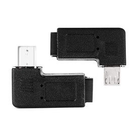 Haiker 1 Pair Right Left Angle Micro USB Male 90 Degree USB Male to Micro Female Plug Adapters
