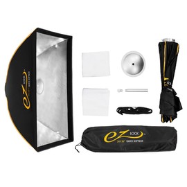 Glow EZ Lock 24x36 Quick Strip Rectangular Bowens Mount Softbox Lighting Kit with External, Internal Diffusers, Deflector Disk and Eggcrate Grid, Folding Softbox for Photography Studio Lighting