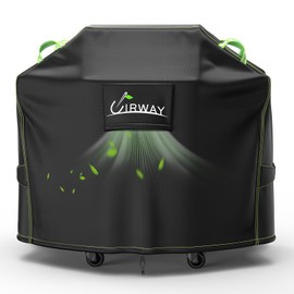 UIRWAY Grill Cover for Outdoor Grill 52 Inch, 600D Heavy Duty Waterproof BBQ Cover, UV & Fade Resistant Gas Grill Covers with Reflective Strip and Air Vent, Black