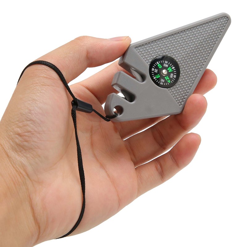 2PCS 6 in 1 Outdoor Knife Sharpener with Compass Survival