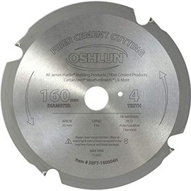 Oshlun SBFT-160004H 160mm 4 Tooth FesPro Fiber Cement Cutting FTG Saw Blade with 20mm Arbor for Festool TS 55 EQ, DeWalt DWS520, and Makita SP6000K