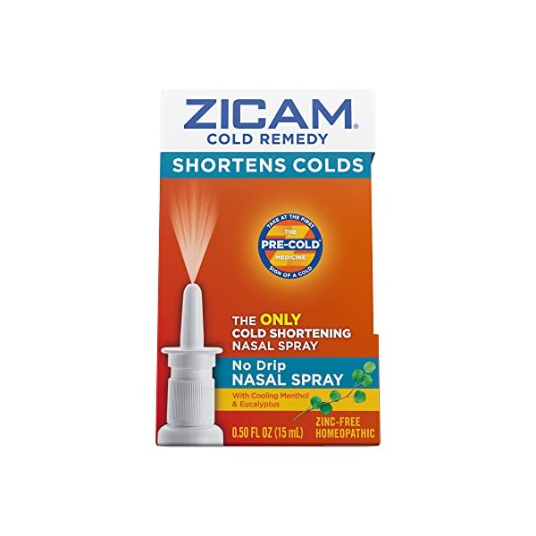 Zicam Cold Remedy No-Drip Nasal Spray with Cooling Menthol & Eucalyptus, 0.5 Ounce