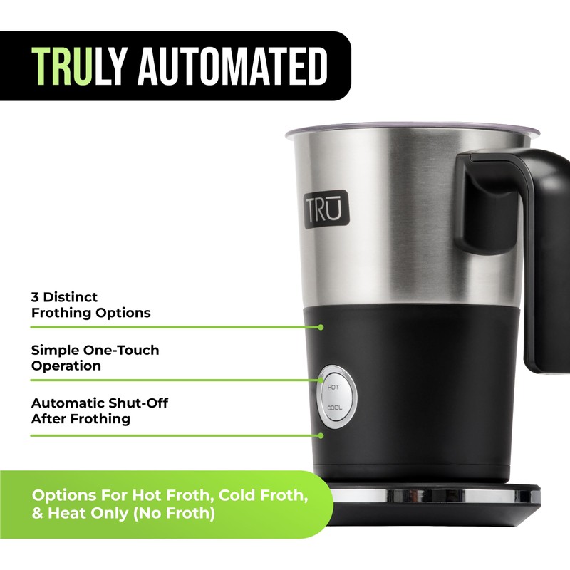 TRU Electric Milk Frother - Convenient Foam Maker for Lattes,