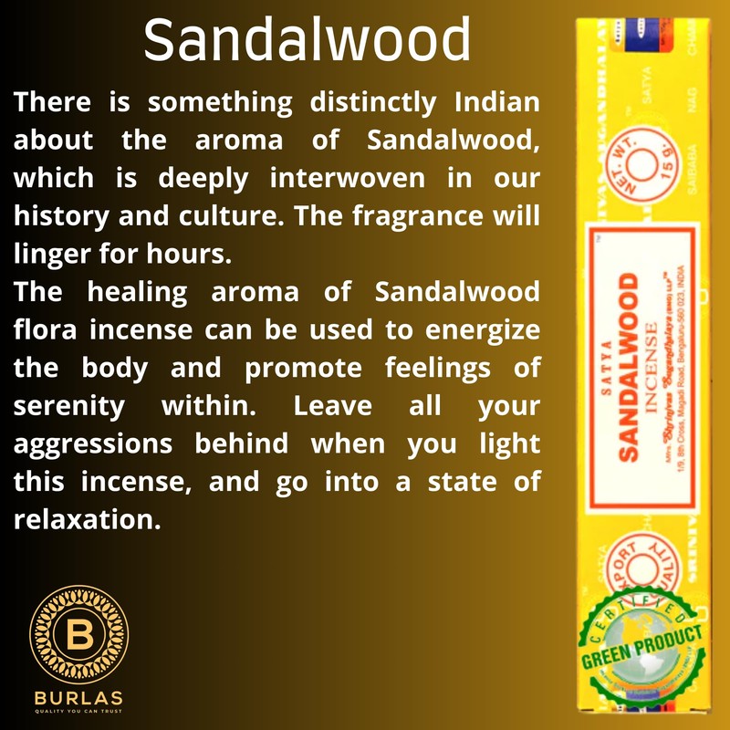 Satya Nag Champa Sandalwood Incense Sticks Pack of 3 with