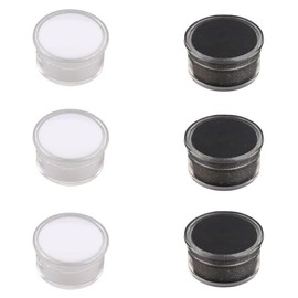 QUUPY 6Pcs Mini Round Gem Box Gem Display Case Round Plastic Box with Clear Top Lids and Sponge for Collection Rhinestone Display(White+Black)