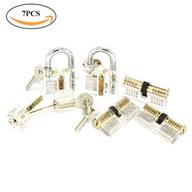 ValueHall 7 PCS Training Locks Professional Transparent Cutaway Practice Keyed Lock for Locksmith and Beginner V7030-1