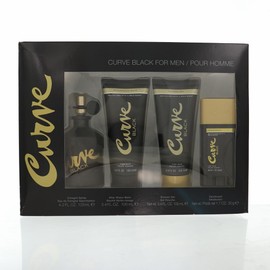 LIZ CLAIBORNE Curve Black For Men - 4 Piece Gift Set - 4.2 Oz Eau De Cologne Spray, 3.4 Oz After Shave Balm, 3.4 Oz Shower Gel, 1.7 Oz Deodorant