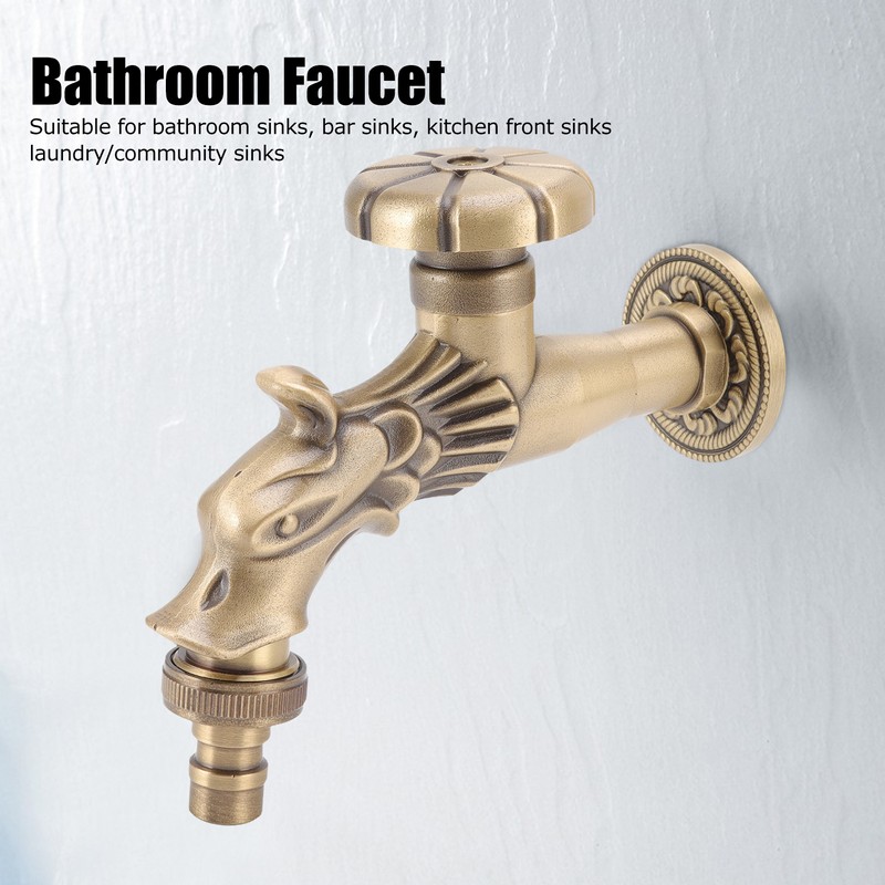 Antique Faucet G1/2 Engraved Brass Vintage Bronze Horse Shape Hanging
