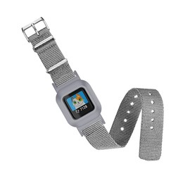 C2D JOY One Sheet Nylon Strap Compatible with Garmin vivofit jr 3 Fitness Tracker Bands Replacement with Case for Kids Nylon Classic Wristband - Gray