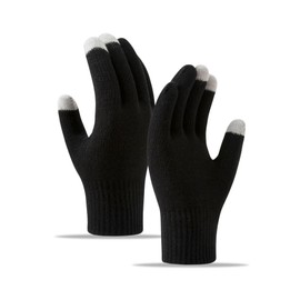 BSLVWG Winter Touch Screen Gloves Thermal Gloves Knitted Gloves with Non-Slip Palm Pad Mittens for Outdoor Driving Cycling (Black)