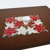 Christmas Table Runner Red Gold Table Decorations Embroidered Poinsettia Cutwork