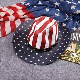 Unbranded American Flag Cowboy Hat, Bright Red, White, Blue Western USA, Star Brim, Stripe