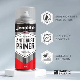 JENOLITE Anti-Rust Primer Aerosol | RED | High Performance Protection Metal Primer | Protectss Against Rust & Corrosion | 13.5fl oz (400ml)