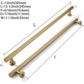 khtumeware 12 Inch Hole Center 5 Pack Champagne Bronze Heavy Duty Solid Satin Brass Cabinet Pulls, Kitchen Drawer Handles, for Dresser cabinets, cabinets
