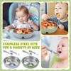 Nuogo 6 Pcs Stainless Steel Baby Suction Plates Forks Spoons