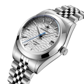 ADDIESDIVE Men's Wrist Watch Automatic Dress Watch Sapphire Crystal Mechanical NH35A Thin 3D Dial Pearl White Ripples