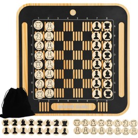 Wahartoly Deluxe Chess Set Pine Chessboard Covered with Exquisite Carved Metal Layers. Equipped with Chess Pieces and Storage Bags, it can be Used for Wall Hanging or Tabletop Purposes