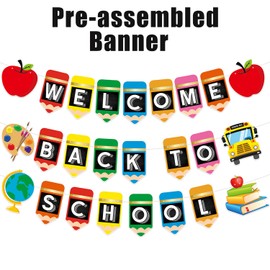 Welcome Back to School Banner, Back to School Decorations, First Day of School Banner, First Day of School Decorations for Preschool Pre k Kindergarten 1st grade Classroom Bulletin Board KXLQ