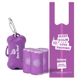Deo Doo Dog Poop Bags with Handles 3 Rolls 45 Counts Leak Proof and Extra Thick Waste Bags Refill Rolls for Walking Small Medium Dogs Cats Litter With Dispenser Lavender Scented