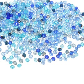 sourcing map 500Pcs Glass Crystal Beads, 2mm Bicone Crystal Bead Loose Rondelle Shaped Faceted Bead for Bracelets Necklaces Earrings Keychains DIY, Blue