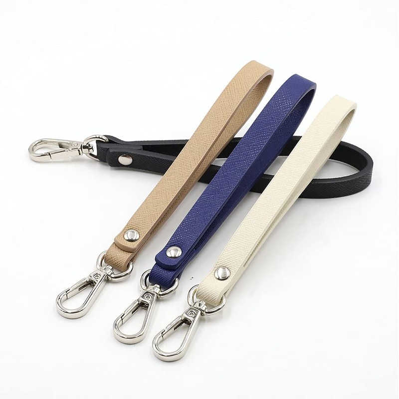 PHILSP Black Faux Leather Hand Strap for DIY Bag Replacement