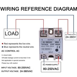 TWTADE SSR-40 AA 40A AC 80-250V to AC 24V-380V SSR Solid State Relay + Heat Sink