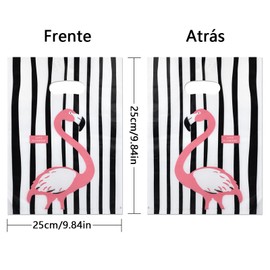 Kokila 100 Bolsas de Regalo para Fiesta, Bolsas de Compra Boutique de 25 x 35 cm, Bolsa Regalo Cumpleaños Infantil, Bolsas de Plastico Reutilizables con Asa, para Venta Al por Menor, Tema de Flamenco