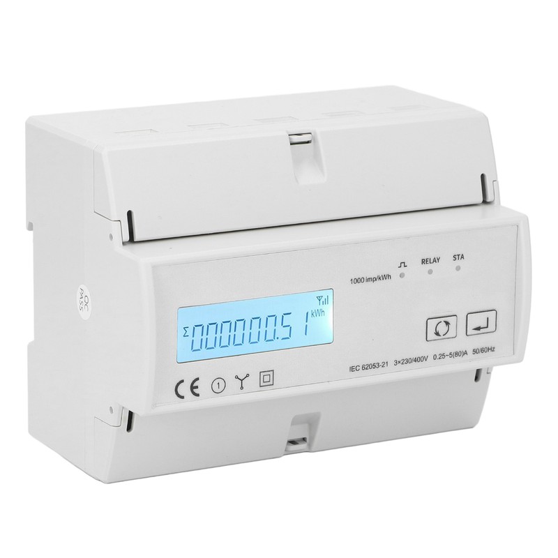 3 Phase Electricity Meter Bidirectional LCD Backlit 85‑270V Input Energy