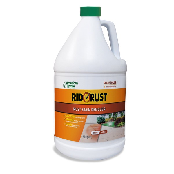 Rid O' Rust Liquid Rust Stain Remover and Calcium Cleaner Concentrate. Remove Rust Stains from Decks, Fences, Boats, Concrete, and More - 1 Gallon (Pack of 4)