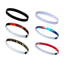 Generic 6 Pack Boho Elastic Turban Headwrap Workout Head Band, Thick Non-Slip Elastic Sport Headbands, Elastic Silicone Grip Exercise Hair and Sweatbands for Yoga