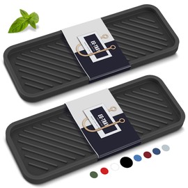 EG-SIPRO Kitchen Sink Organizer Tray,Sponge Holder for Kitchen Sink Bathroom Counter Tray Sponge Caddy Silicone Soap Holder for Soap dispenser, Bottle, Dishwashing Accessories(2-pack)