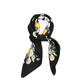 Big Square 70cm x 70cm Ladies Womans Faux Silk Head Neck Warmer Scarf - Large Daisy Print