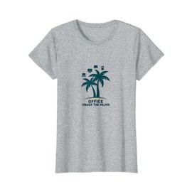 Office Under The Palms: Tropical Remote Work Logo T-Shirt, Women, Heather Grey