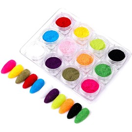 Set de polvo flock terciopelo Pigmento arte uñas para consejos decoración DIY adecuado esmalte UV Builder Acrílico fácil aplicar en naturales y artificiales uso profesional el hogar fashion impresiona