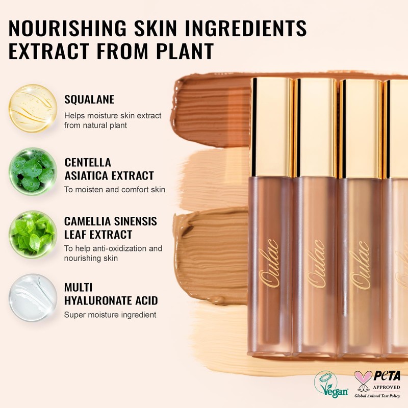 Oulac Concealer Full Coverage, Concealer for Dark Circles, Hydrating Concealer