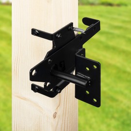 YONSIN Self Locking Gate Latch Heavy Duty for Wooden Fence Gate, Post Mount Automatic Gravity Gate Lock Door Latch Hardware for Garden, Yard, Secure Pool, Black