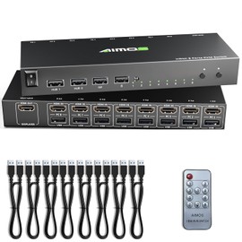 HDMI KVM Switch 8 Port 4K@30Hz, 8 in 1 Out USB 2.0 HDMI KVM Switcher Box for 8 Computers Share 1 Monitor and 4 USB Devices, Included Remote Control and 8 USB Cables